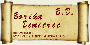 Borika Dimitrić vizit kartica